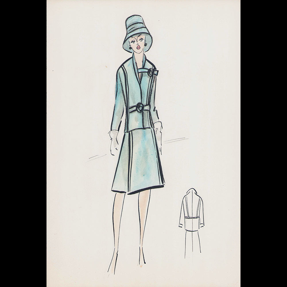 Réunion de 4 croquis de mode des années 1960