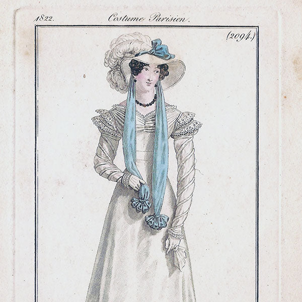 Costume Parisien, Journal des dames et des modes, planche 2094 annotée par la Mésangère (24 septembre 1822)