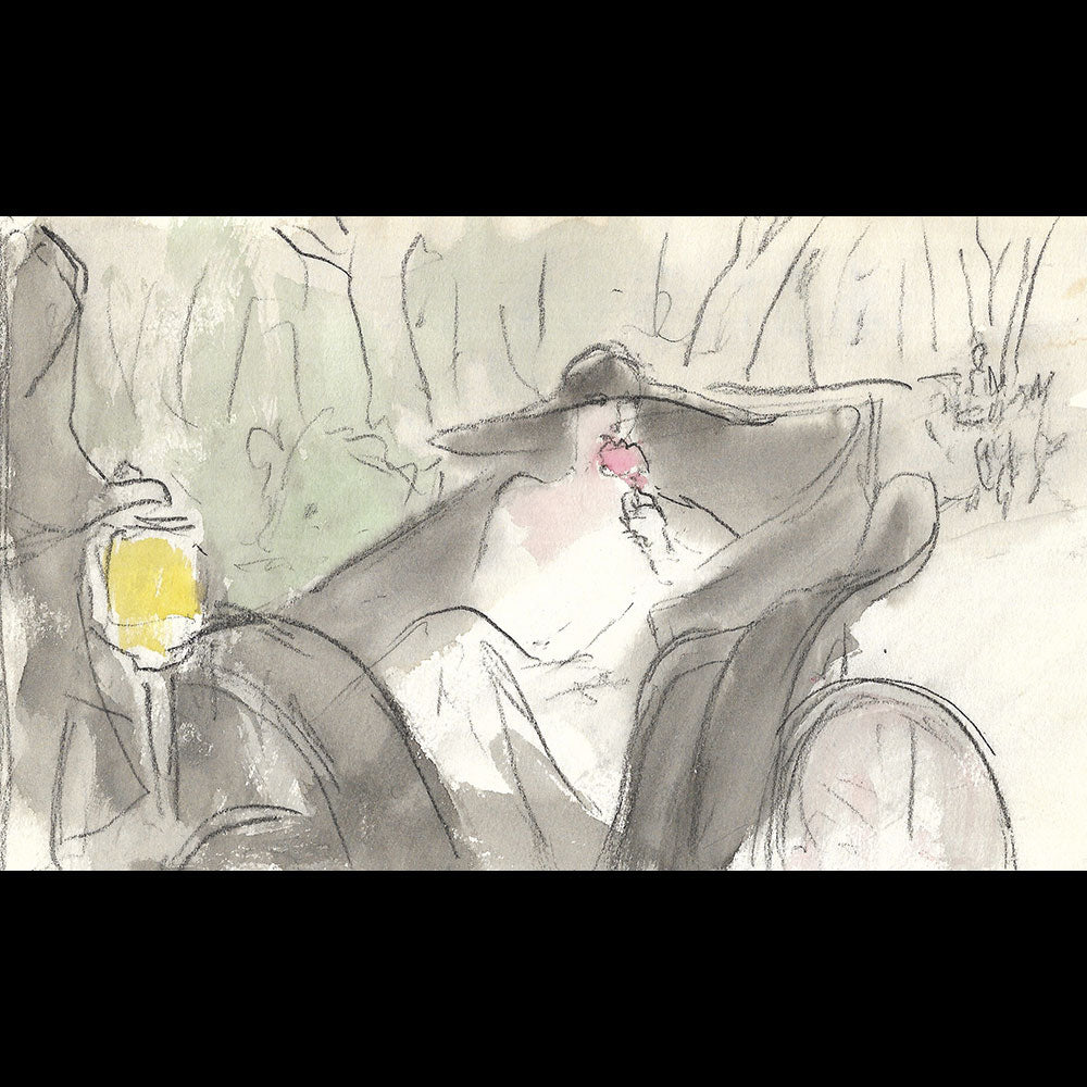 Elégante en calèche, dessin d'Eric (1930s)