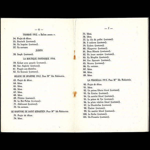 Léon Bakst, Exposition de ses Oeuvres, Hôtel Jean Charpentier, Paris, du 5 au 19 novembre 1925