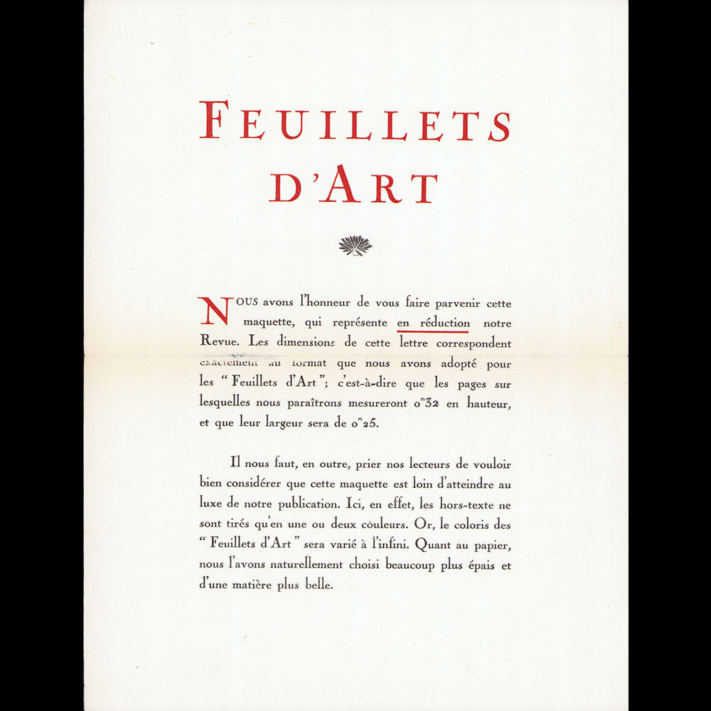 Feuillets d'Art - maquette miniature de présentation de la revue (1919)