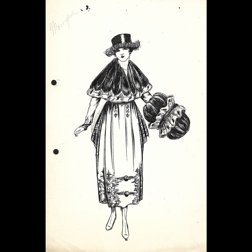 Fourrures Max - Réunion de 13 dessins de manteaux de fourrure par Betsy (circa 1915-1920)