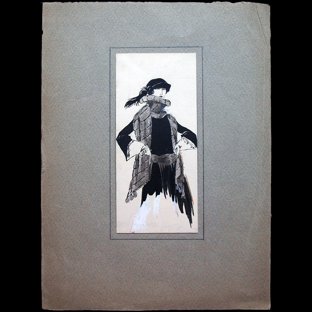 Fourrures Max - Dessin d'un col écharpe en fourrure (circa 1925-1930)