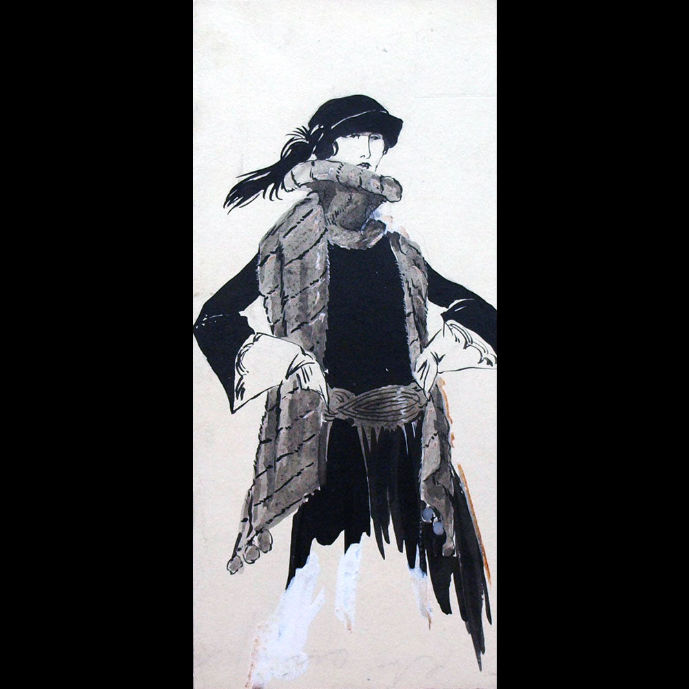 Fourrures Max - Dessin d'un col écharpe en fourrure (circa 1925-1930)