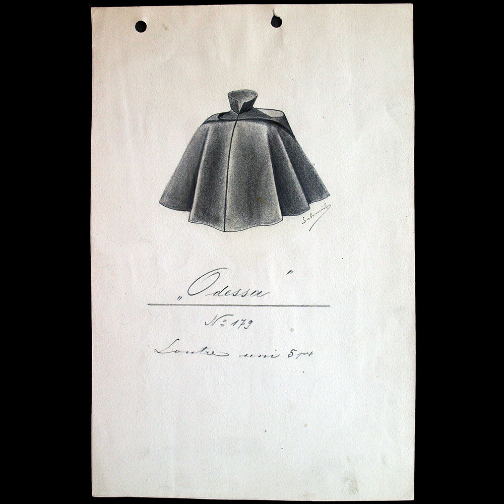 Fourrures Max - Réunion de cinq dessins de collets des années 1900 par Schmid