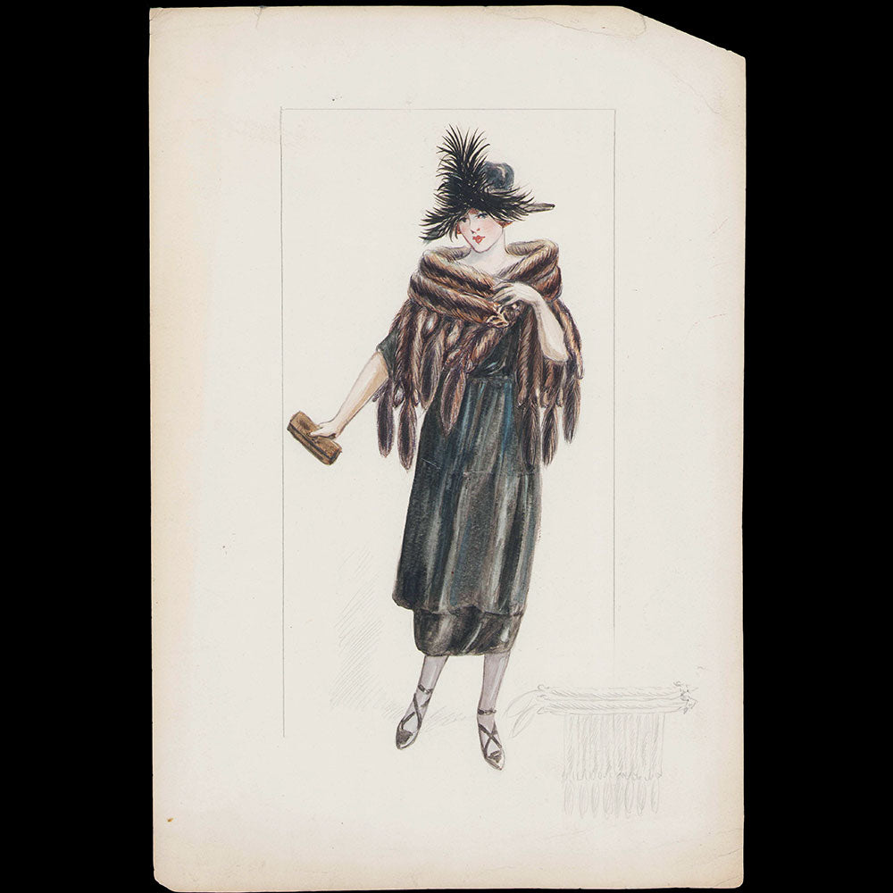 Fourrures Max - Dessin du Manteau Cherubini (1918)