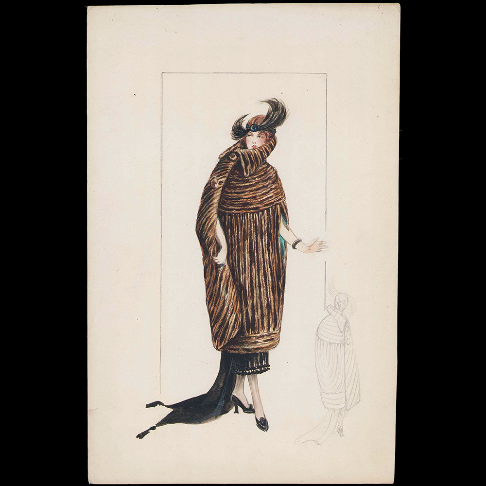 Fourrures Max - Dessin du Manteau Rodin (1918)