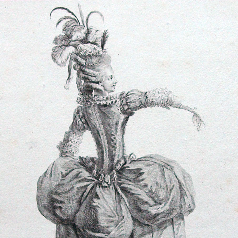 Gallerie des Modes et Costumes Français, 1778-1787, gravure n° S 105, Habit de Bal (1779)