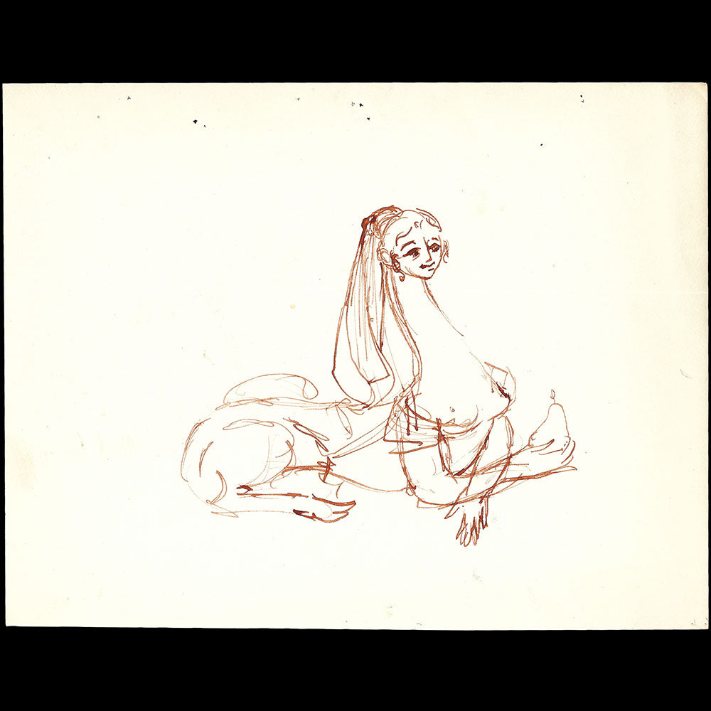 Givenchy - Les deux sphinges, dessins de Janine Janet pour une vitrine (1956)