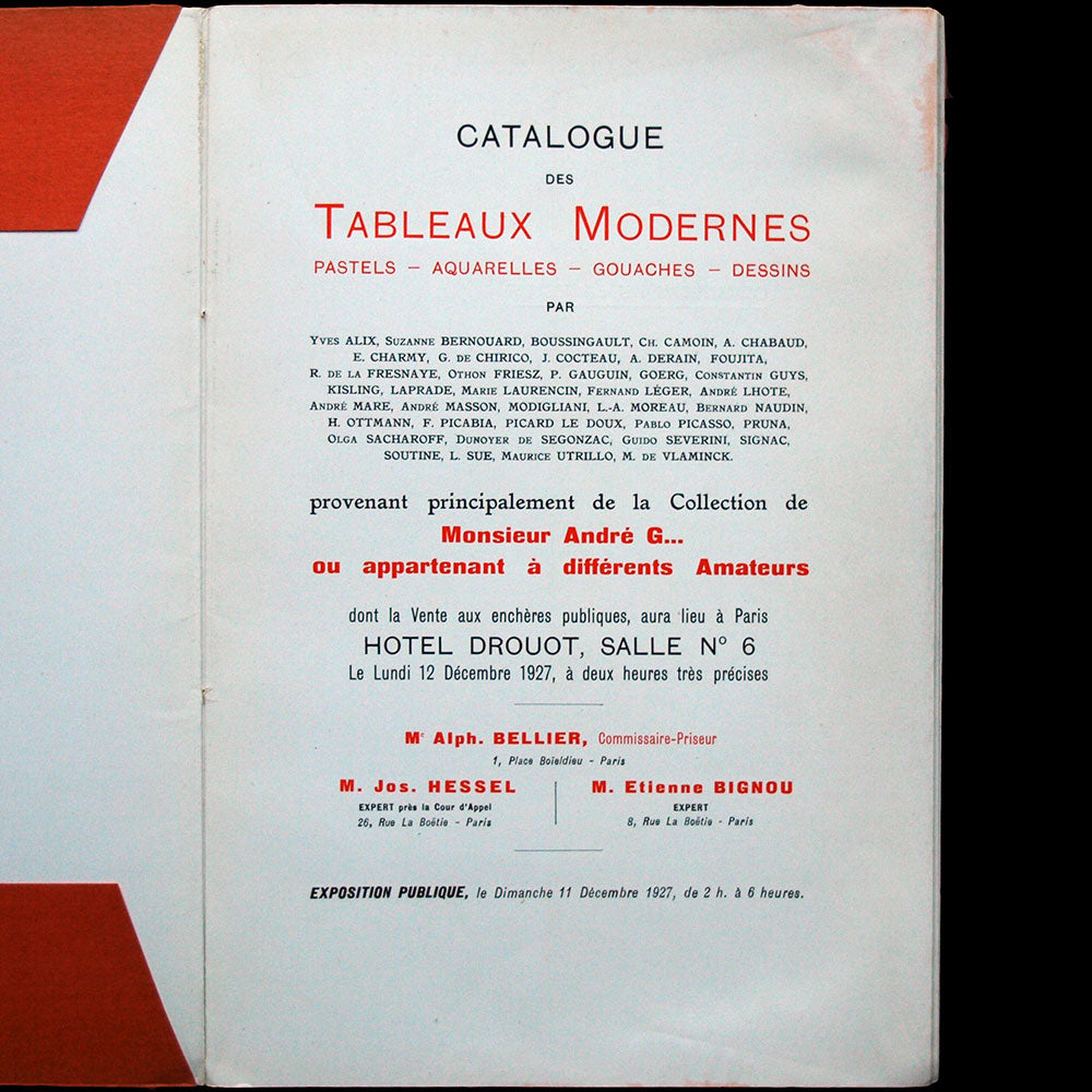 André Groult - Tableaux Modernes, catalogue de la vente de la collection de M. André G. (1927)