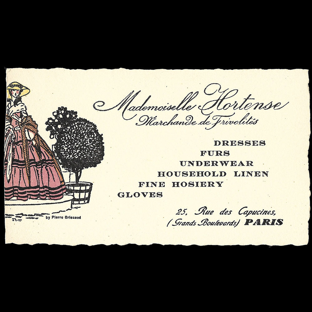 Mademoiselle Hortense - advertising card illustrated by Pierre Brissaud (c. 1925)
