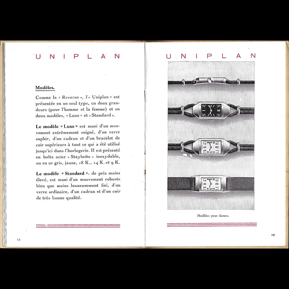 Jaeger-Lecoultre - Catalogue Chefs-d'oeuvre des temps modernes (circa 1932-1937)