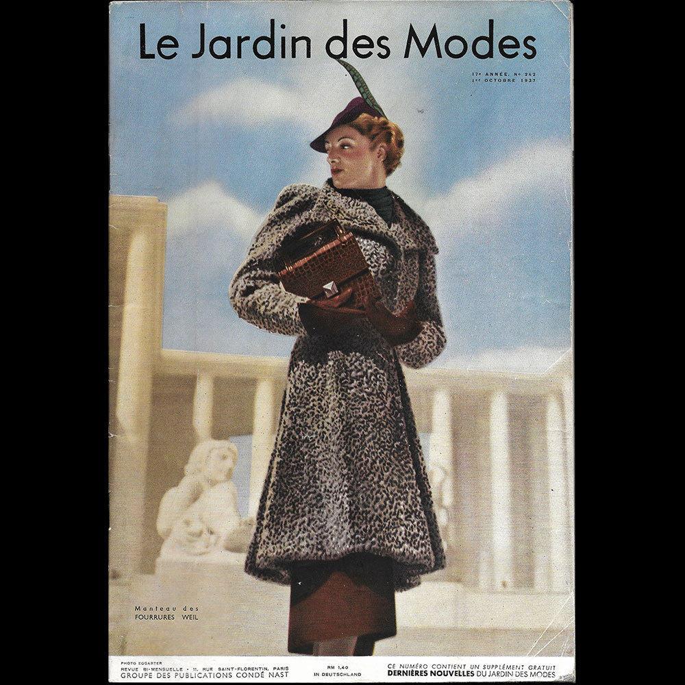 Le Jardin des Modes, n°242, 1er octobre 1937, ensemble des Fourrures Weil