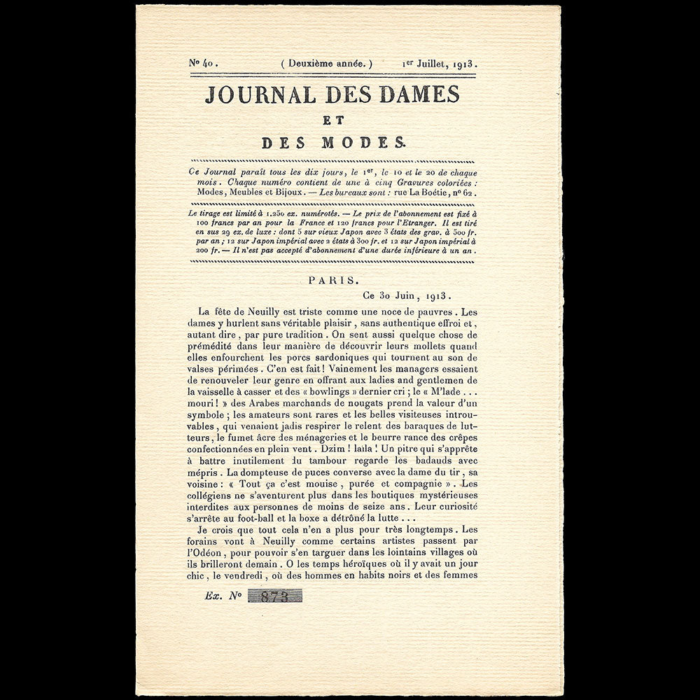 Le Journal des Dames et des Modes, Costumes Parisiens, n°40, 1913