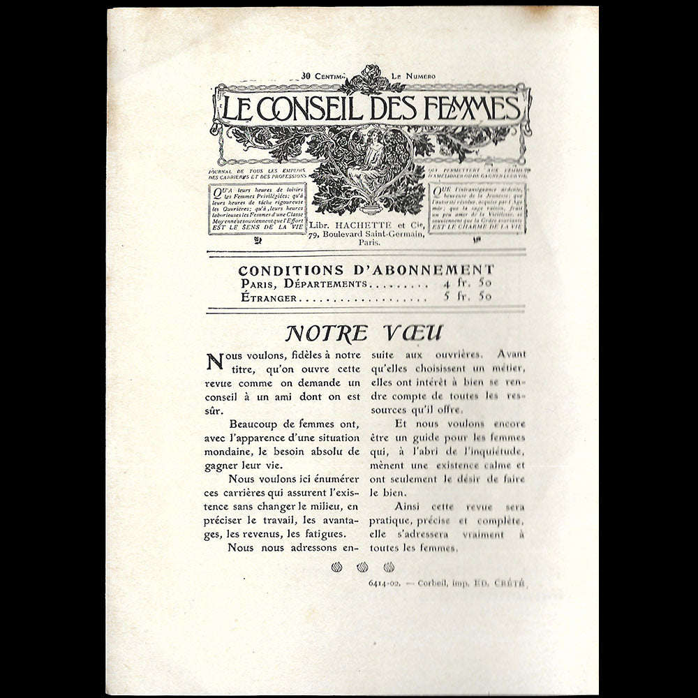 La Vie Heureuse - Document de présentation et d'abonnement (1902)