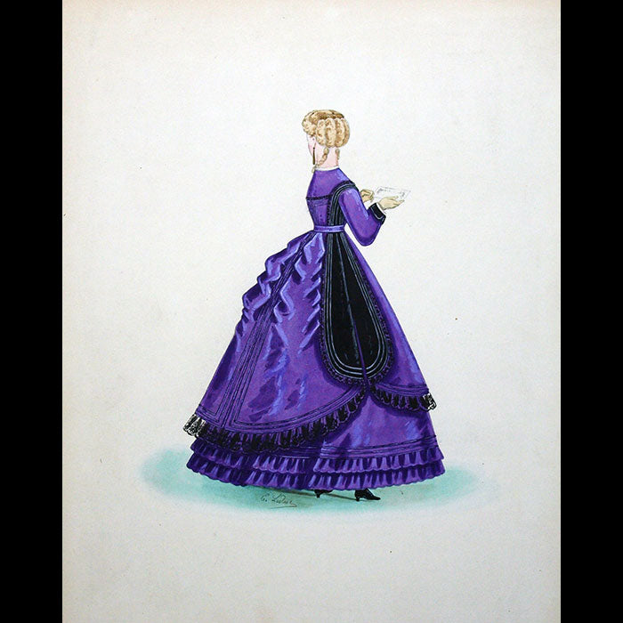 Ernest Leduc - Dessin d'une robe pour une maison de couture (circa 1860-1870)
