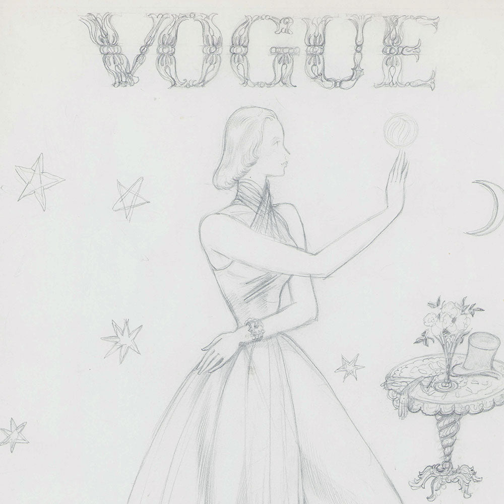 Lepape - Elégante aux étoiles, projet de couverture pour Vogue, dessin de Georges Lepape (1938)