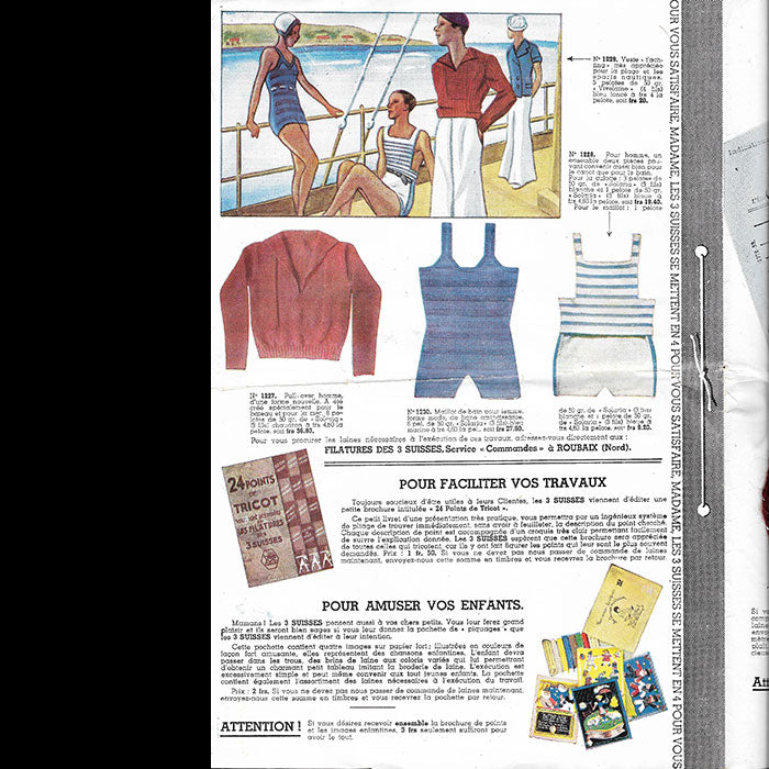 Les Trois Suisses - Nos modèles de Saison, Supplément des Feuillets du Tricot (circa 1933-1935)