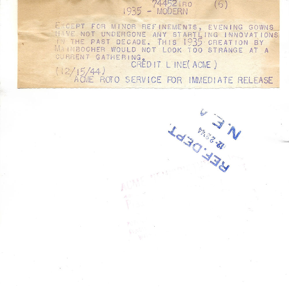 Mainbocher - Robe du soir de 1935 (1944)