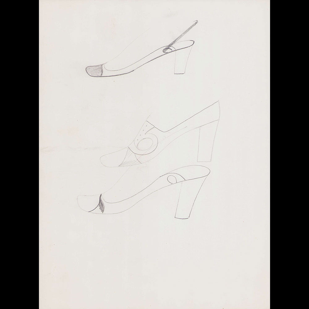Massaro - Réunion de 25 dessins de chaussures (1973)