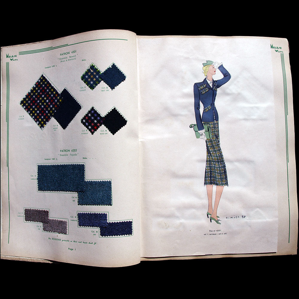 Wahl, Albert Mélèse & Cie - Créations et Nouveautés, album de présentation de tissus, été 1938