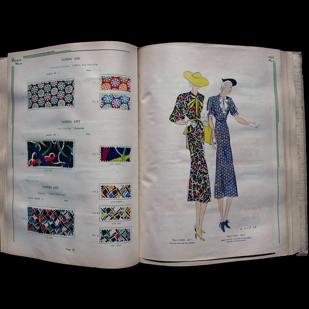 Wahl, Albert Mélèse & Cie - Créations et Nouveautés, album de présentation de tissus, été 1938