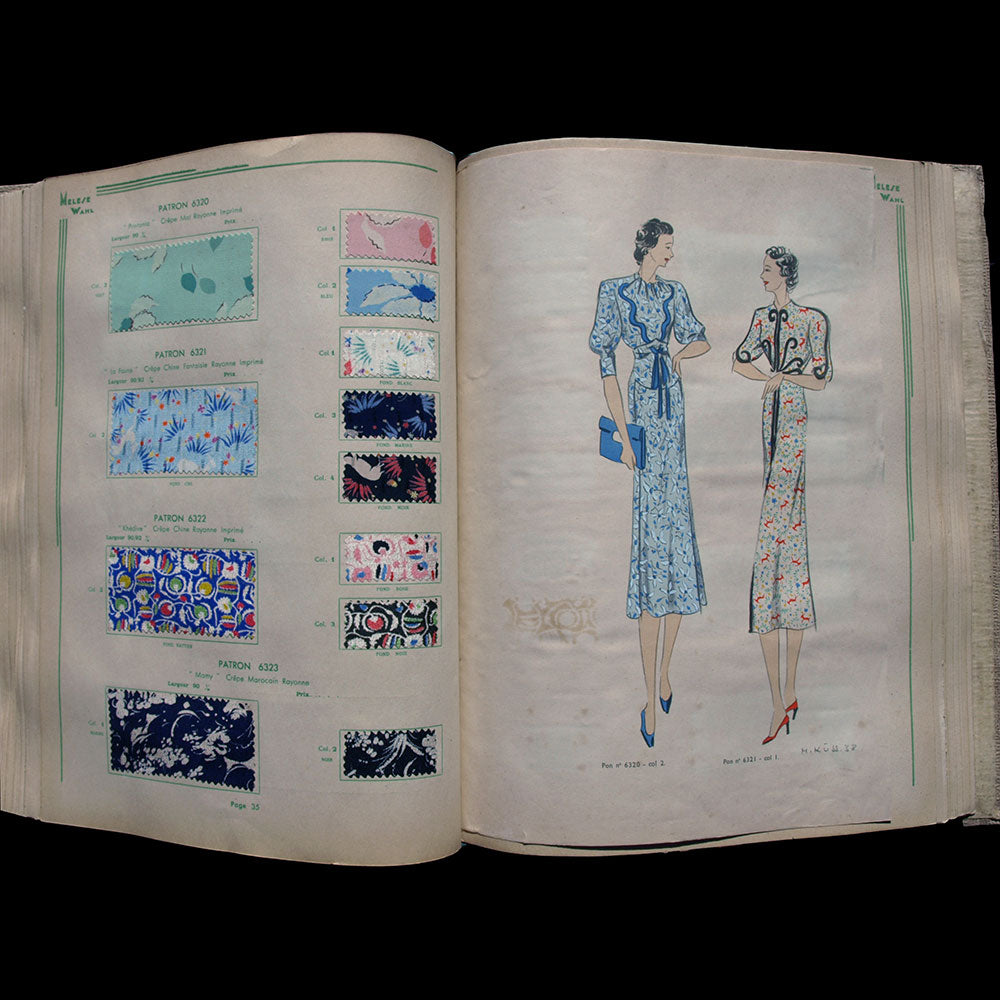 Wahl, Albert Mélèse & Cie - Créations et Nouveautés, album de présentation de tissus, été 1938