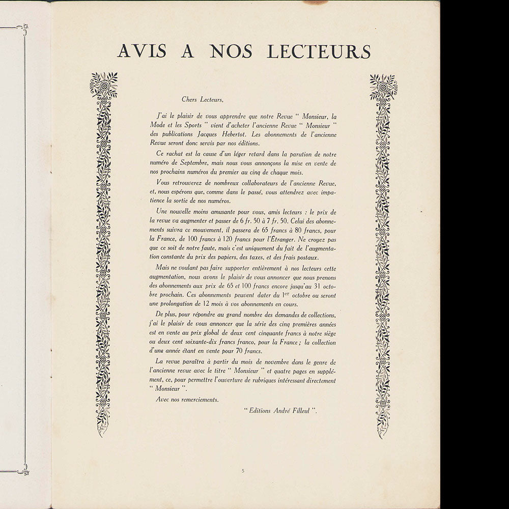 Monsieur, la Mode & les Sports, Revue des élégances masculines, n°62 (1925, septembre)