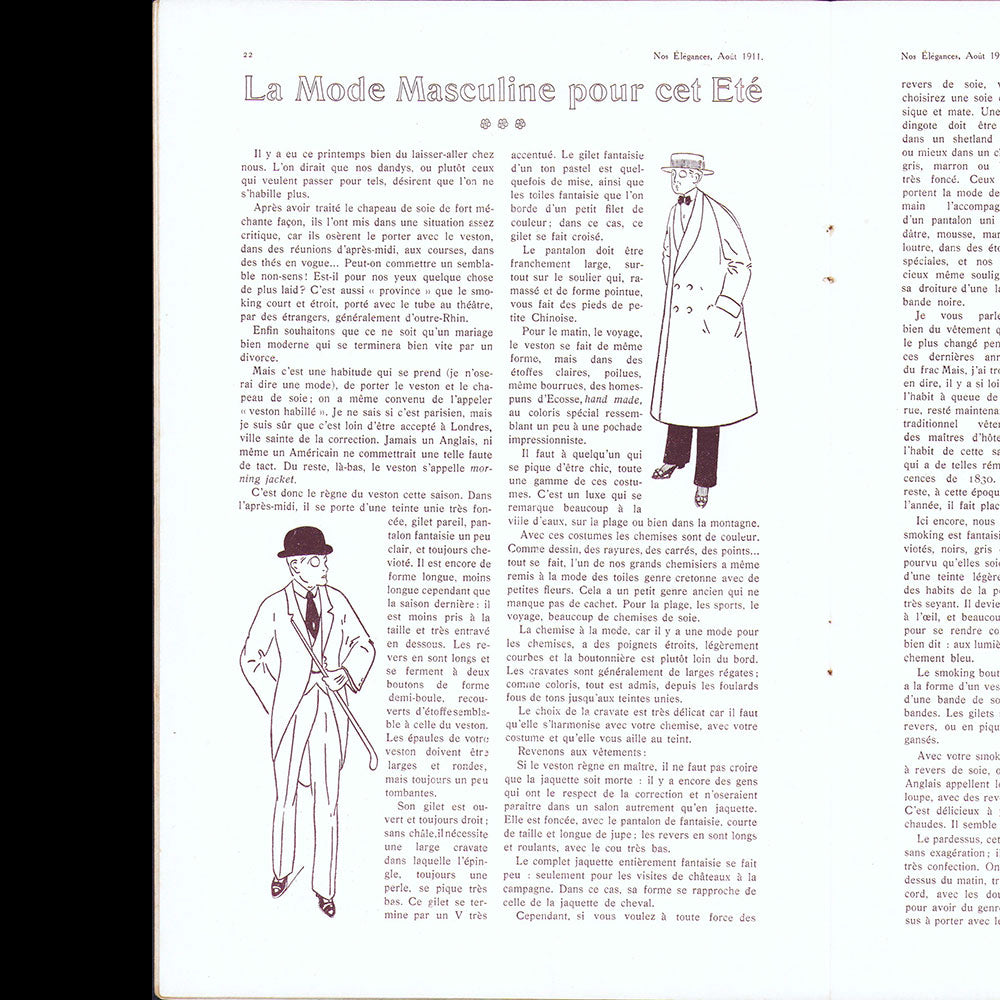 Nos Elégances & la Mode Masculine, n°1 (1911, août)