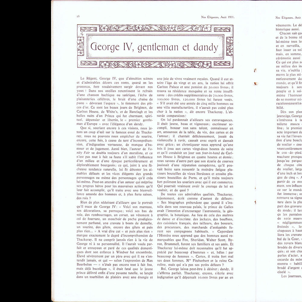 Nos Elégances & la Mode Masculine, n°1 (1911, août)