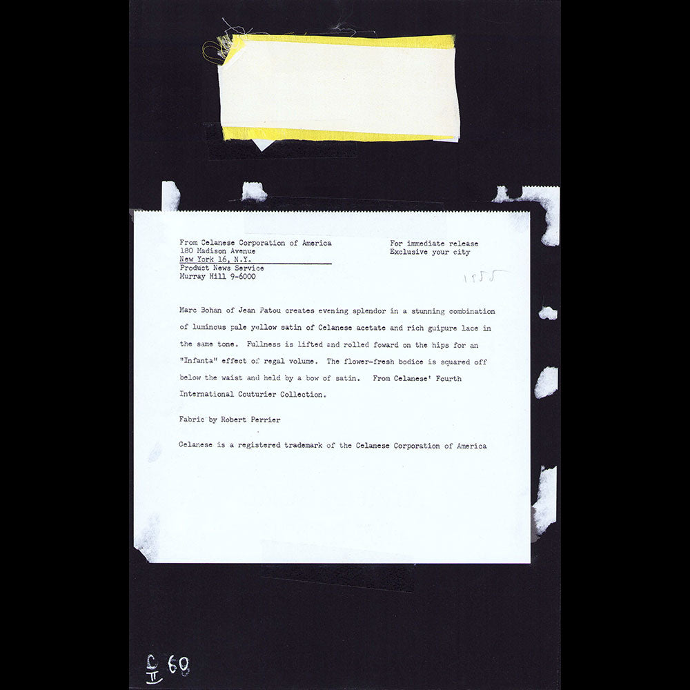 Patou - Robe à l'Infante en tissu Robert Perrier (1955)