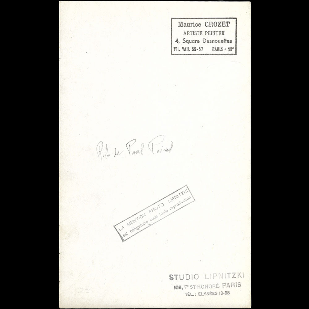Poiret - Robe de bal d'inspiration années 1880 de Paul Poiret, tirage de Lipnitzki (1924)