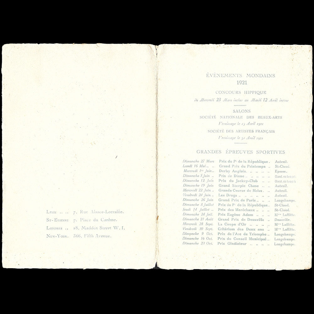 Raimon - Calendrier des évènements mondains (1921)