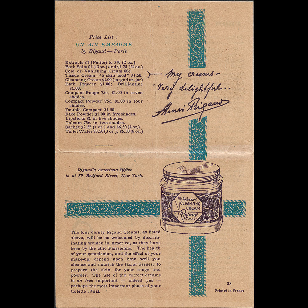 Parfums Rigaud - Document publicitaire pour Un Air embaumé (circa 1930)