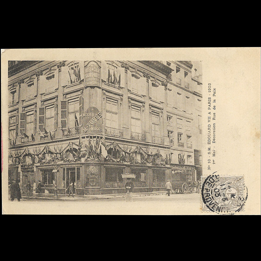 Charvet - Vue de la boutique 25 place Vendome à Paris lors de la visite du roi Edouard VII (1903)