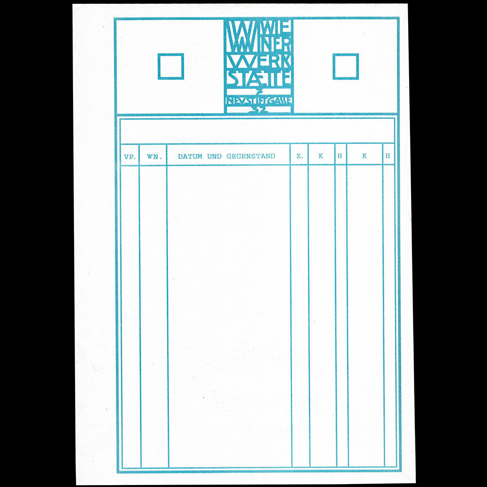 Wiener Werkstätte - Facture à l'adresse du Neustiftgasse 32–34 à Vienne (1905)