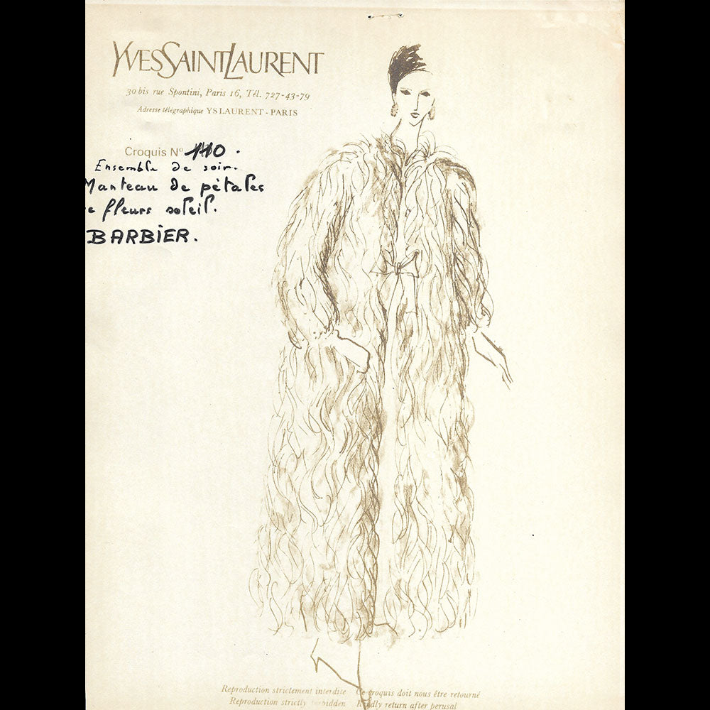 Yves Saint-Laurent - Ensemble de 145 croquis de la collection Printemps-Eté 1965
