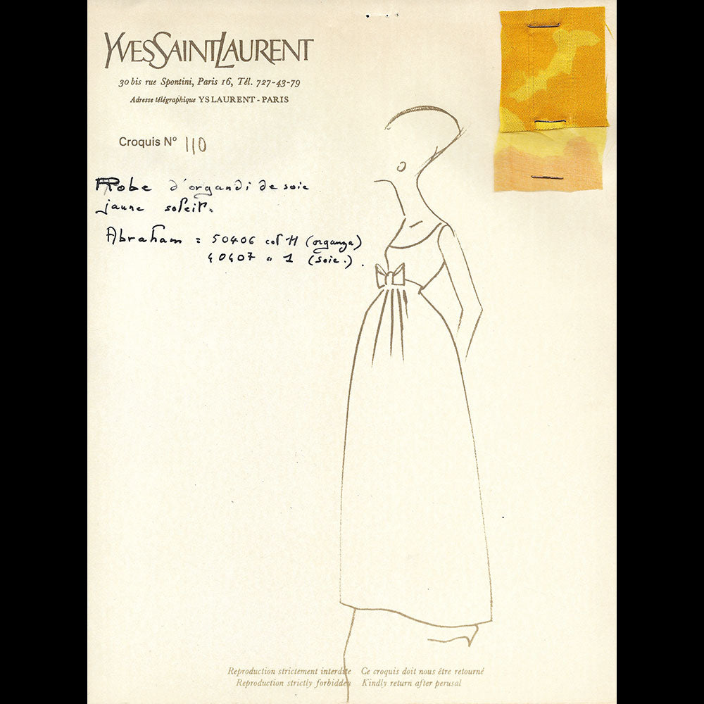 Yves Saint-Laurent - Ensemble de 145 croquis de la collection Printemps-Eté 1965
