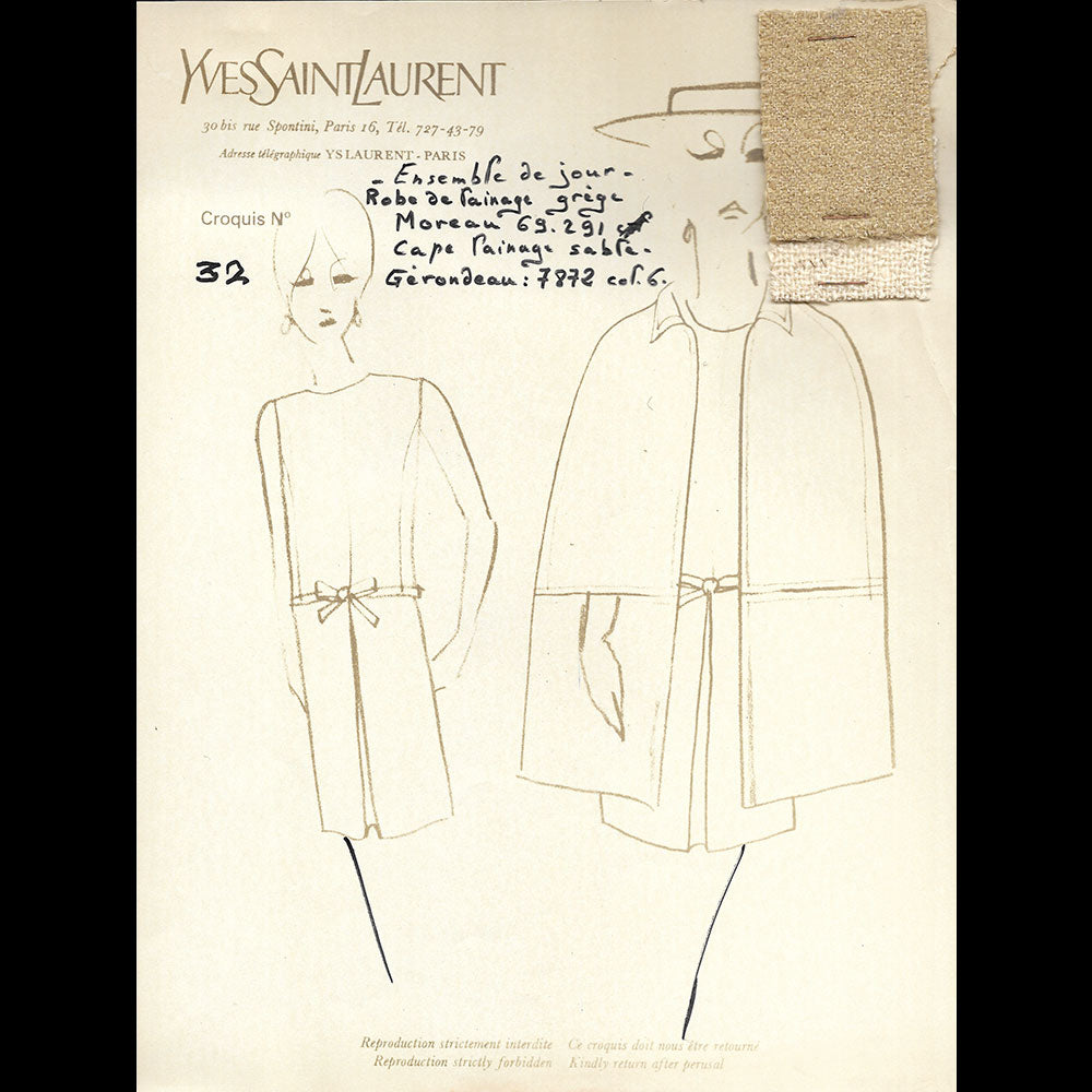 Yves Saint-Laurent - Ensemble de 145 croquis de la collection Printemps-Eté 1965