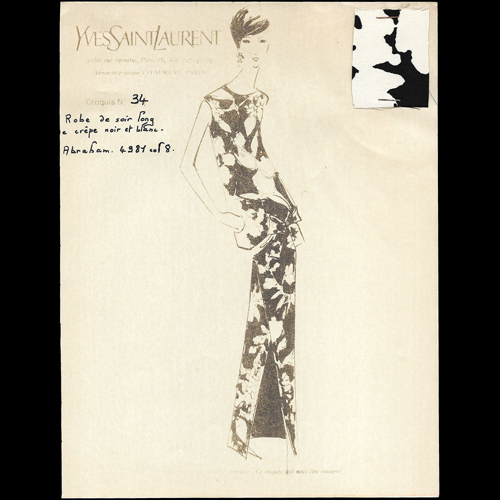 Yves Saint-Laurent - Ensemble de 145 croquis de la collection Printemps-Eté 1965