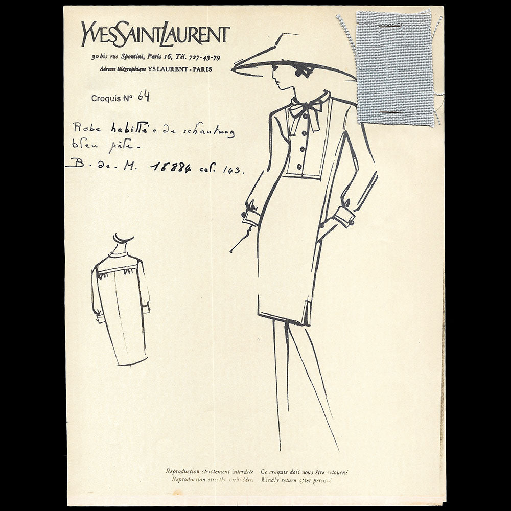 Yves Saint-Laurent - Ensemble de 145 croquis de la collection Printemps-Eté 1965