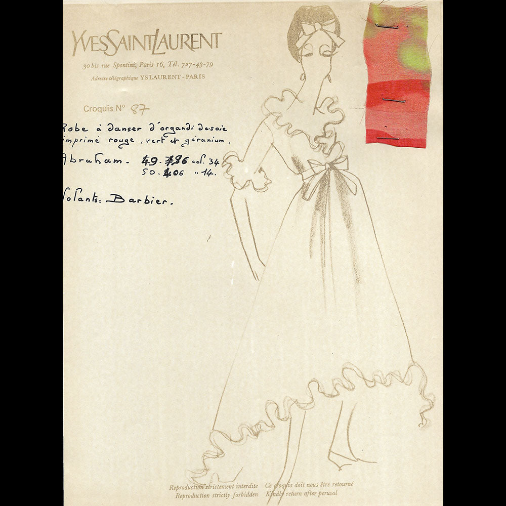 Yves Saint-Laurent - Ensemble de 145 croquis de la collection Printemps-Eté 1965